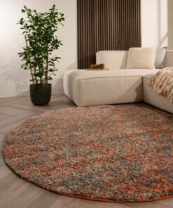 Hochflor Teppich Rund - Blend Orange/Blau - sfeer, thumbnail