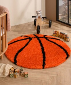 Kinderteppiche Rund - Basketball Orange/Schwarz - sfeer, thumbnail