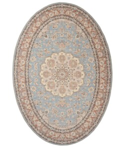 Outdoor Teppich Oval Vintage - Valenca Nova Hellblau/Beige