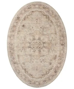 Outdoor Teppich Oval Vintage - Valenca Fino Hellgrau/Beige