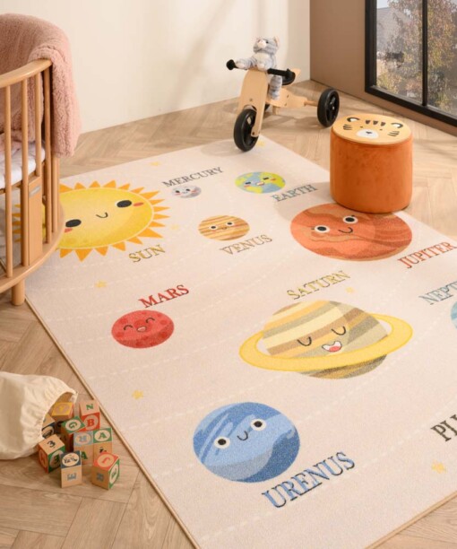 Kinderteppiche - Joy Planeten Beige - sfeer